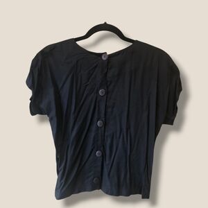 VTG 80's Black Button-Back Women's Blouse